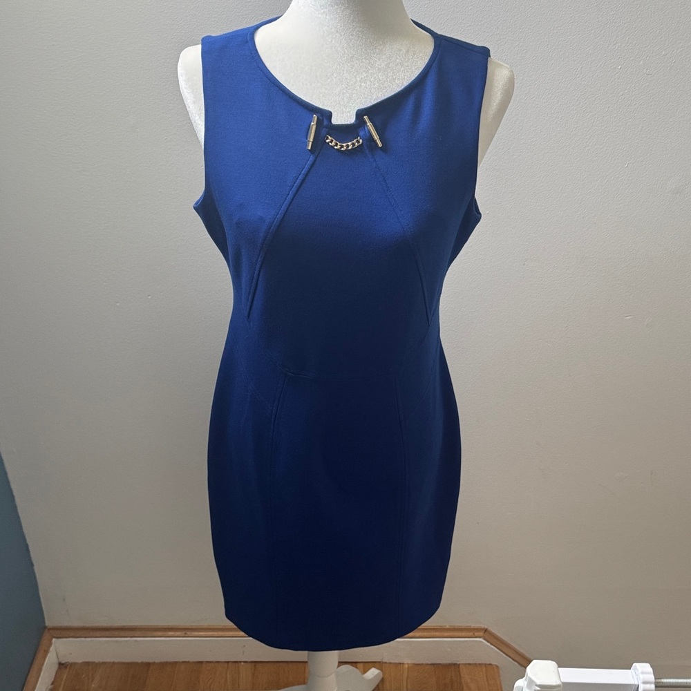 Ivanka Trump Royal Blue with gold Chain Detail Dress
